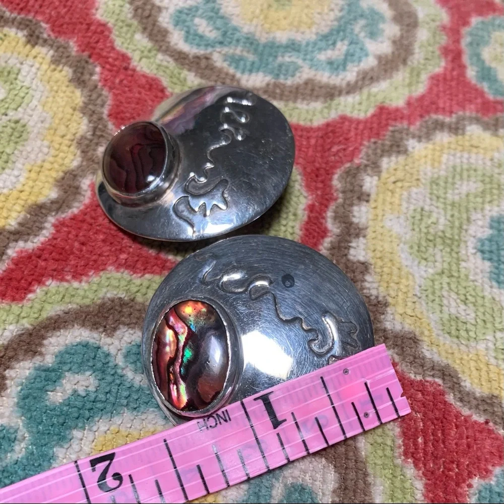 Vintage Yellowhorse abalone shield earrings sterling